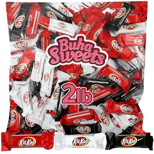 KIT KAT Miniatures Assorted Chocolate and White Creme Wafer Candy Bars in Bulk for Party Favors - Individually Wrapped Kitkat Candy Bars Fun Sharing Size Perfect for Snacking, Adults and Kids, 2lb