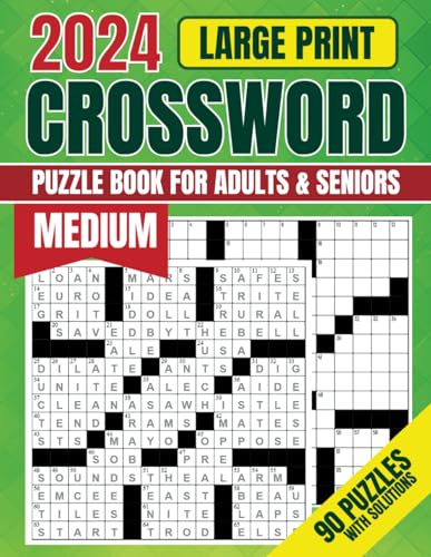 2024 Crossword Puzzle Books For Adults & Seniors Large Print