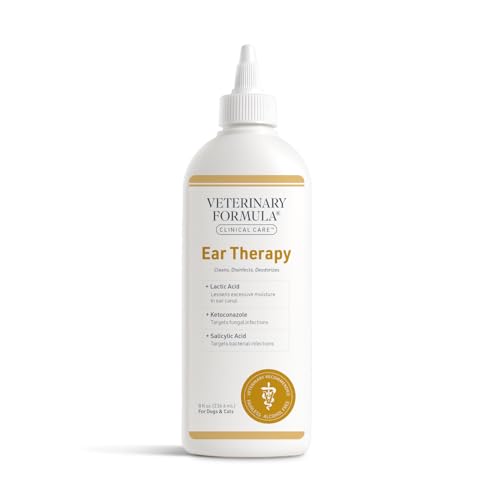 Veterinary Formula Clinical Care Ear Therapy, 8 oz. – Cat and Dog Ear Cleaner – Helps Soothe Itchiness and Clean The Ear Canal of Debris and Buildup