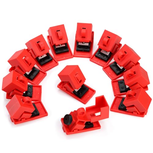 WUWEOT 12 Pack Circuit Breaker Lockout Device, 120-277V Clamp-on Electrical Single Pole Breaker, Lockout Tagout Kit Lock Out Device for Less 16 mm Handle, OSHA Compliant