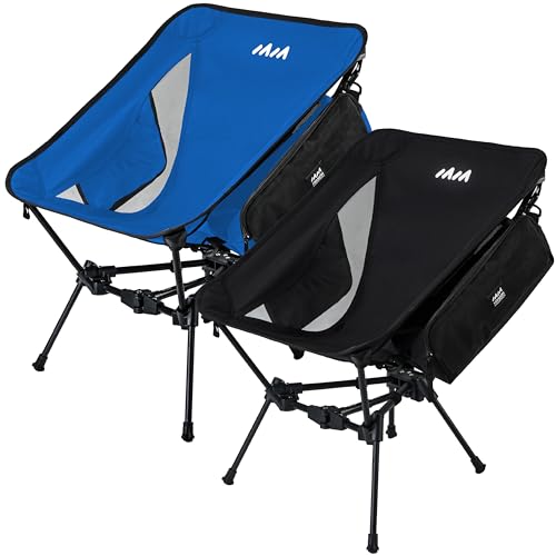 MISSION MOUNTAIN Portable Camping Chair - Ultralight Backpacking Chair, Compact & Lightweight Foldable Chairs for Camping, Hiking, Beach (Black & Blue)