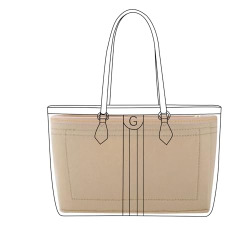 Lckaey tote bag organizer Insert for gucci ophidia Purse women large tote bag insert Y070Khaki-M pull