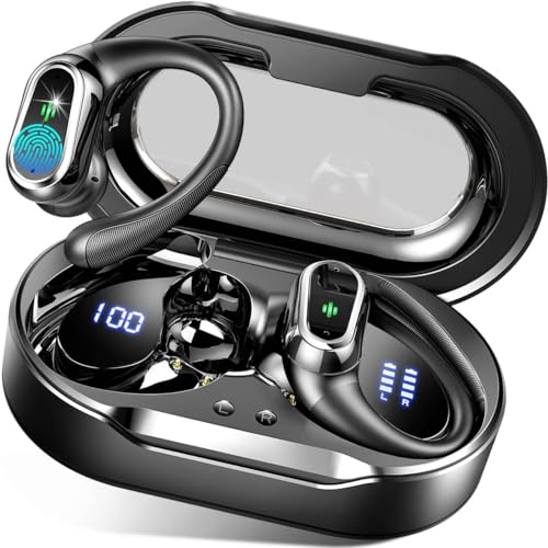 Wireless Earbuds, 2024 Bluetooth 5.3 Headphones Sport, Bluetooth Earbuds with ENC Noise Canceling Mic, 50H Stereo Wireless Headphones IP7 Waterproof with Earhooks, Dual LED Display for Running_Workout