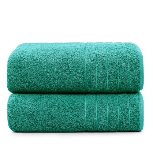 Casa Platino Bath Towels 2 Pack, Large Bath Towel Set(30"x 60"), 100zz Ring Spun Cotton Green Bath Towels, Highly Absorbent Hotel Towels for Bathroom Luxury, Quick Drying Bath Towel Sets for Bathroom