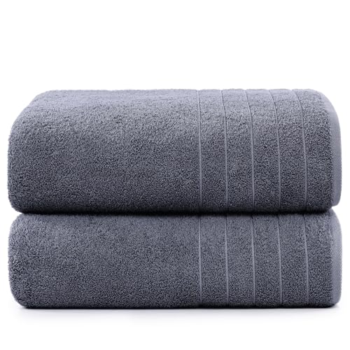 Casa Platino Bath Towels 2 Pack, Large Bath Towel Set(30"x 60"), 100zz Ring Spun Cotton Towels, Lightweight Towels for Bathroom, Bathroom Towels, Quick Drying Bath Towel Set, Soft Towel - Cool Grey