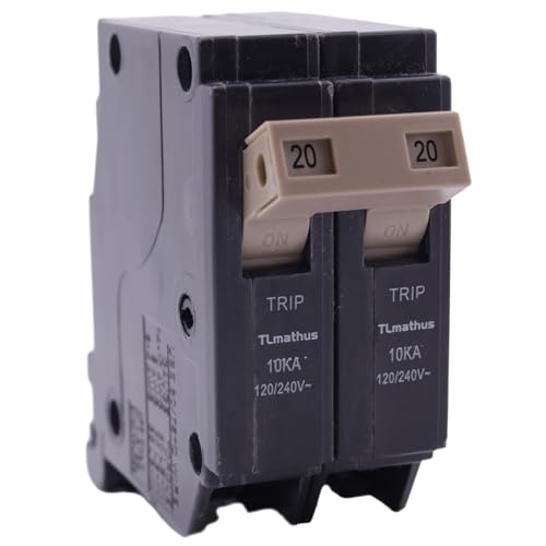 2 Pole 20 Amp Circuit Breaker Plug on Mount Standard Miniature Circuit Breaker Thermal Magnetic Protection, 10KA 120_240V, Compatible with Cutler Hammer Load Centers