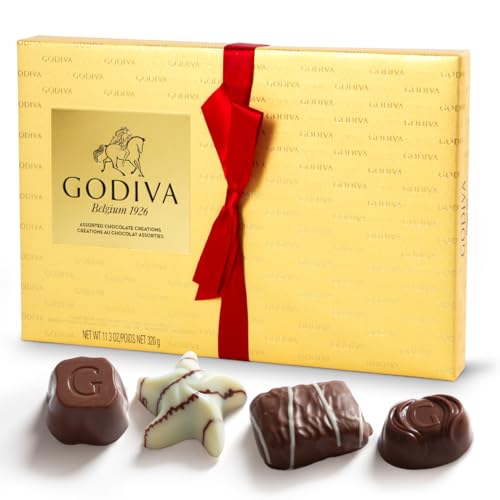 GodivaGourmet Chocolate Gift - 27 Piece Assorted Milk White and Dark Chocolate Shells with Gourmet Fillings of Ganaches, Nuts, Caramels, and Pralines 11.3 oz