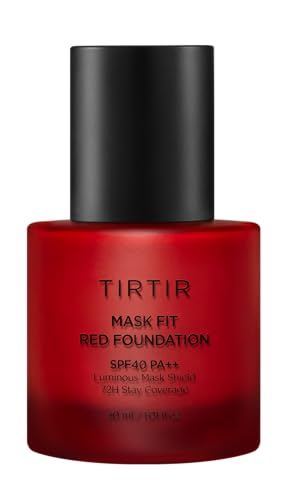 TIRTIR Mask Fit Red Foundation | High Coverage, Long-Lasting, Lightweight, Buildable Coverage, Radiant Semi-Matte Finish, All Skin Types, Korean Foundation, 17 Porcelain