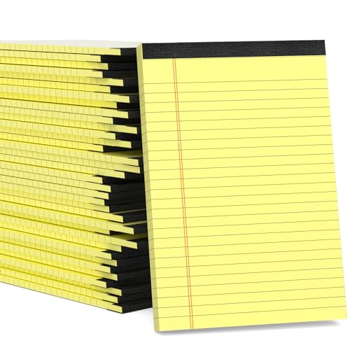 36 Pack Small Legal Pads 5x8 Yellow Note Pads 5x8 College Ruled Notepad Yellow Writing Pads 5x8 Small Pads of Paper Lined Paper Pads 80 GSM Paper Tablets 5x8" Lined Notepads With 30 Sheets Per Pad