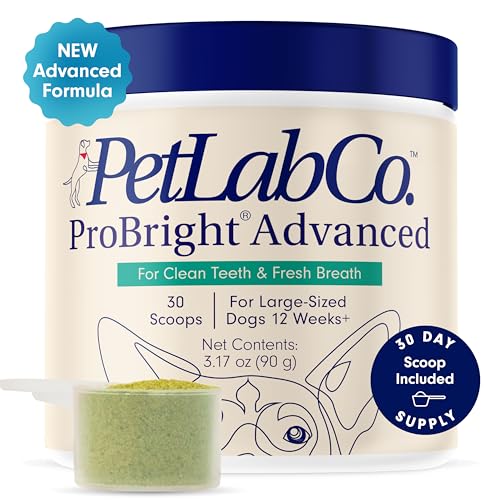 PetLab Co. ProBright Advanced Dental Powder - Dog Breath Freshener - Teeth Cleaning Made Easy – Targets Tartar & Bad Breath - Formulated for Large Dogs