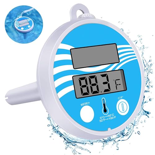 Solar Pool Thermometer Floating, Digital Pool Thermometer Floating Easy Read, Wireless Pool Water Thermometer for Swimming Pool, Spa, Hot Tub, Ice Bath, Fish Pond