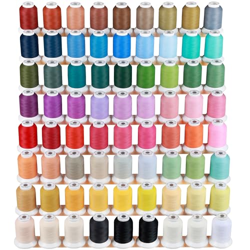 100zz Frosted Matt Embroidery Machine Thread 72 Spools 40WT Each Spool 500M (550Y) for Brother Babylock Janome Singer Pfaff Husqvarna Bernina Embroidery and Sewing Machines-Made by New brothread