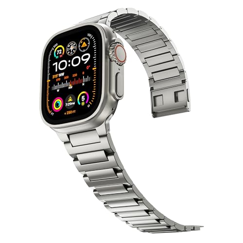 LULULOOK Luxury Band for Apple Watch Ultra2_Ultra, Grade 4 Pure Titanium Band for iWatch 49MM with Magnetic Buckle, Super DLC Scratch Resistant-Size&Color Match, 64g Super Lightweight