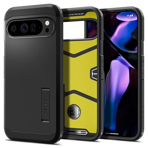 Spigen Tough Armor Designed for Pixel 9 Pro XL Case (2024) [Military-Grade Protection] [Kickstand] - Black