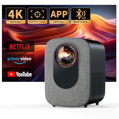 [Netflix-Officially-Licensed]4K Projector with Wifi & Bluetooth, Jimveo 800 ANSI Native 1080P Smart Projector, Netflix_YouTube_PrimeVideo Built-in,Electric Focus&4P Keystone Outdoor Portable Projector