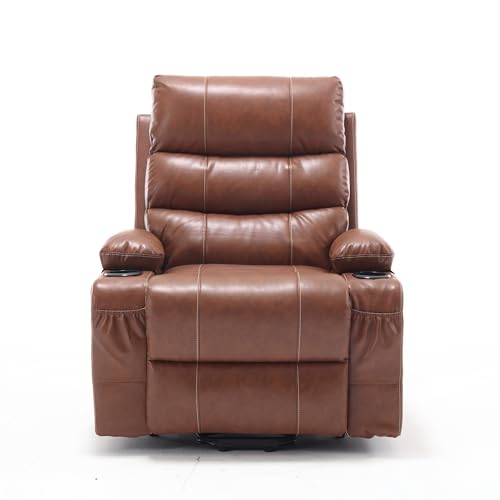 SPOFLYINN Large Size Electric Power Lift Recliner Chair Sofa for Elderly Living Room, 5 Vibration Modes, Reclining Chair with Vibration Massage and Heating Function, 21" Seat Width Brown One Size