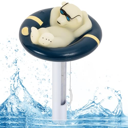 Pool Thermometer Floating Easy Read, Leisurely Polar Bear Water Thermometer for Ice Bath with String, for Outdoor & Indoor Swimming Pools, Spas, Hot Tubs & Aquariums