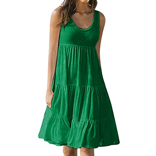 Aboser Today 2024 Womens Summer Dresses Sleeveless Midi Dress Flowy Knee Length Sundresses 2024 Beach Vacation Sundress with Pockets Boho Clothes for Women