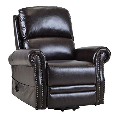 Electric Power Lift Recliner Chair for Elderly PU Leather Ergonomic Lounge Chair with Remote Control Single Sofa Chair Home Theater Seating with Side Pockets