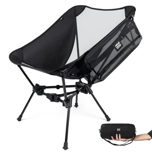 MISSION MOUNTAIN UltraPort Portable Camping Chair, Lightweight Camping Chair, Ultralight Foldable Chair for Outdoor Camp, Backpacking, Hiking, Travel, Beach, and Picnic - Compact Design (Mesh Black)