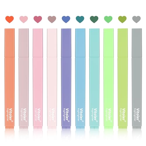 Vitoler Bible Highlighters with Soft Chisel Tip,10Pcs,Lake Colors,Aesthetic No Bleed Bible Highlighter Pastel,Cute Highlighters for School Office Supplies