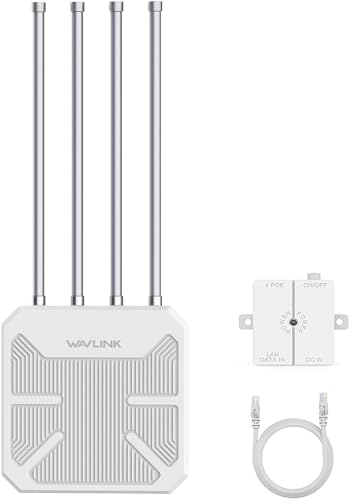 WAVLIN AX3000 Outdoor WiFi 6 Extender Long Range, WiFi 6 Outdoor Wireless Access Point, Support Active PoE, 4x8dBi Antennas,Outdoor WiFi Solution,IP67,Up to 128 Devices for Farm,Yard,RV,Campsite,Park