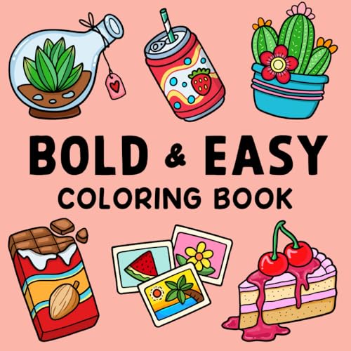 Easy & Bold: Simple and Relaxing Coloring Book for Adults and Kids