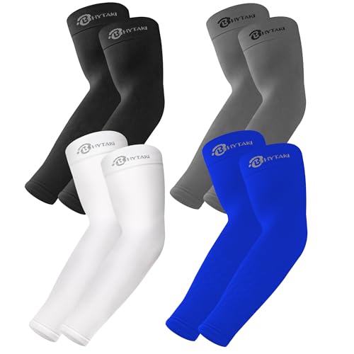 BHYTAKI 6 Pairs UV Sun Protection Arm Sleeves, UPF 50 Sports Cooling Arm Compression Sleeves for Men Women Teenager