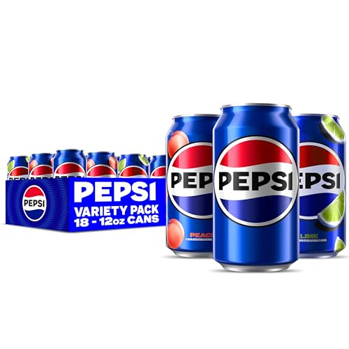 Pepsi Summer 3 Flavor Variety Pack (Pepsi, Pepsi Peach, Pepsi Lime), 12 Fl Oz Cans (Pack of 18)