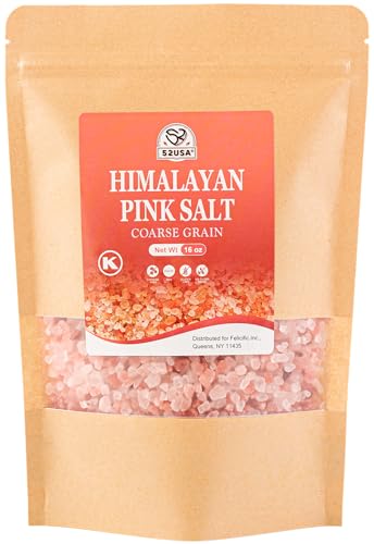 52USA Himalayan Salt Coarse 1 lb (453g), Pink Himalayan Salt, Sea Salt for Grinder Refill, Kosher, Pure Crystal Salt