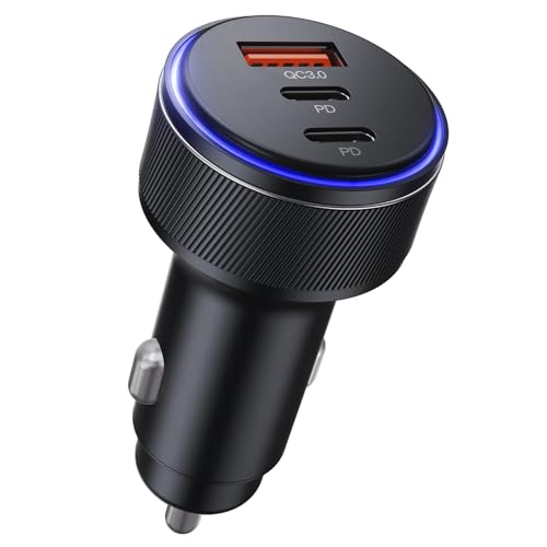 Generic USB-C Car Charger, 3-Port 90W Fast Car Charger, Dual USB-C & USB-A Car Power Adapter, PD3.0 & QC3.0 Fast Charging for iPhone 15_14_13 Pro Max, iPad, MacBook and More