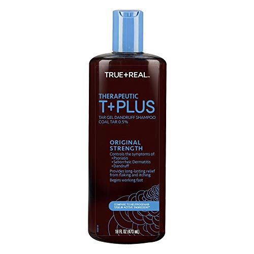 True+Real Therapeutic Plus Tar Gel Anti-Dandruff Shampoo Original Strength 0.5zz Coal Tar, 16 Fl Oz
