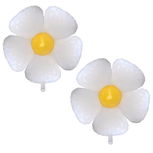 Daisy Balloons Huge Flower Balloon 45 Inch White Daisy Party Decorations Large Foil Mylar Balloons Birthday Decoration Helium Wedding Décor 2Pcs