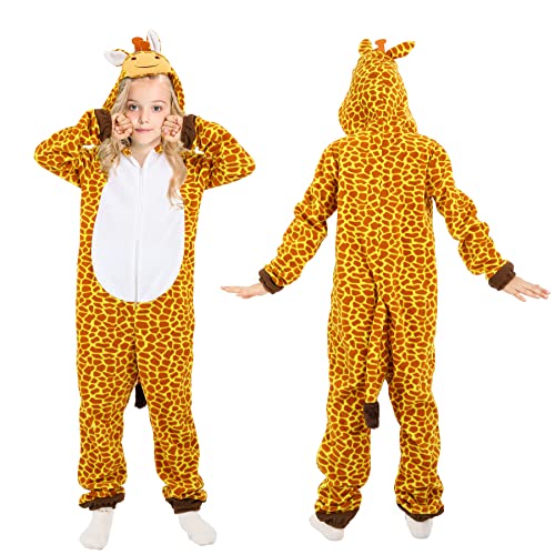 wellparty Kids Giraffe Onesie Giraffe Costume for Boys Girls Animals Onepiece Costume 5-6Years