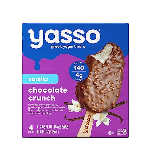 Yasso® Dipped Greek Yogurt Bars, Vanilla Chocolate Crunch, 2.65 Ounce Bars, 4 Count